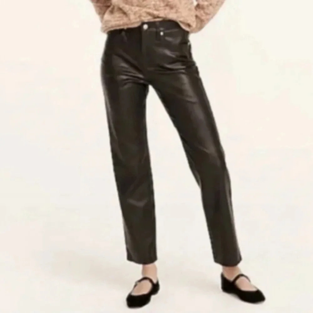 J. Crew vegan leather high waist classic straight black 5 pocket size 27 - Picture 9 of 13